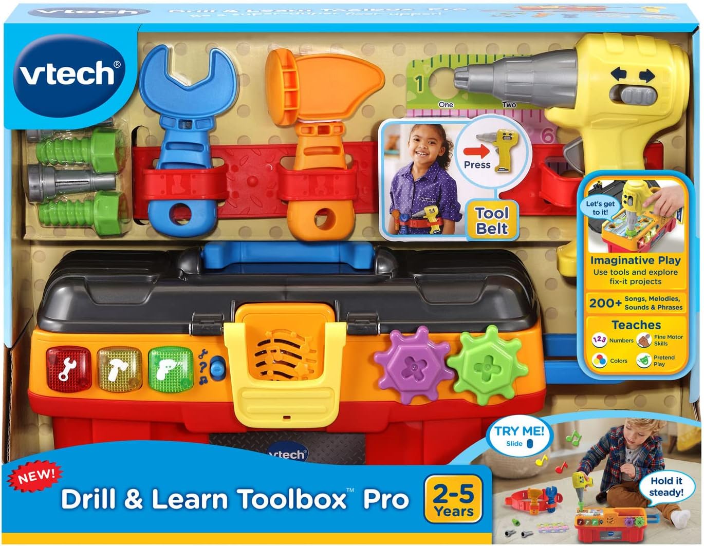 VTech Drill and Learn Toolbox Pro Interactive Learning Tool Set for Toddlers Multicolour 2+