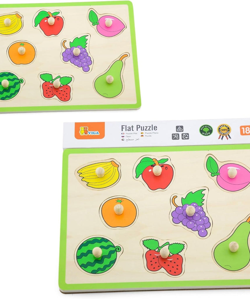 لعبة أحجية فيجا فروت، مكونة من 8 قطع، لعبة مونتيسوري الخشبية، تنمي المهارات الحسية والإدراكية والحركية الدقيقة، غير سامة وصديقة للبيئة، مناسبة للأولاد والبنات من سن 18 شهرًا فما فوق