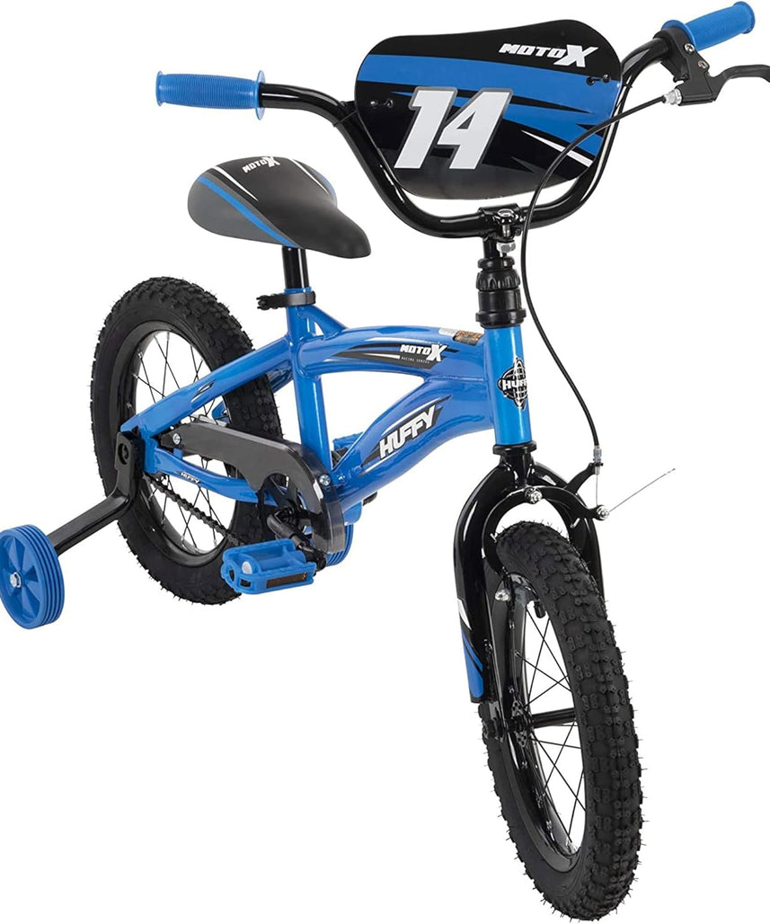 Huffy MotoX SDWK Kids Bike, Red and Black, 14 Inch Wheels, Removable Training Wheels, Quick Connect Assembly, Ages 4 to 6, Bikes