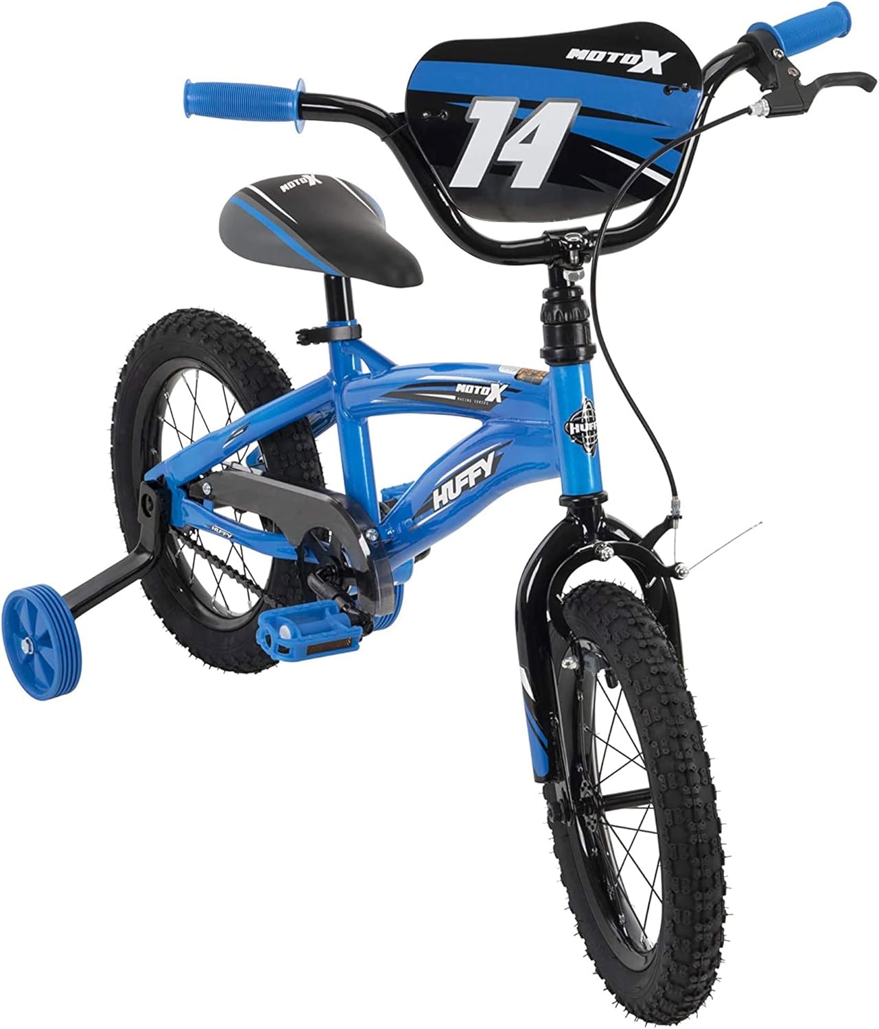 Huffy MotoX SDWK Kids Bike, Red and Black, 14 Inch Wheels, Removable Training Wheels, Quick Connect Assembly, Ages 4 to 6, Bikes