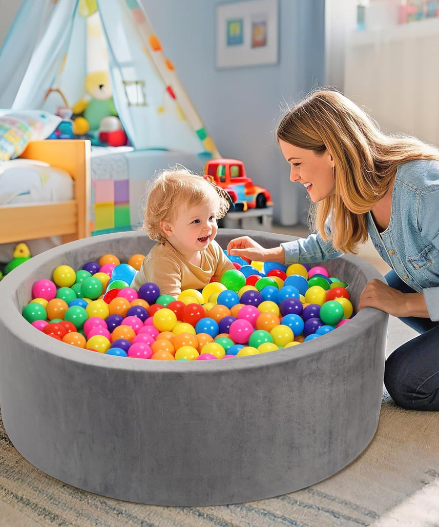 Foam Ball Pit for Toddlers 90cm Round Baby Ball Pool with Memory Foam, Soft Playpen Indoor Outdoor Kids Playground, Balls Not Included, Ages 6 Months+