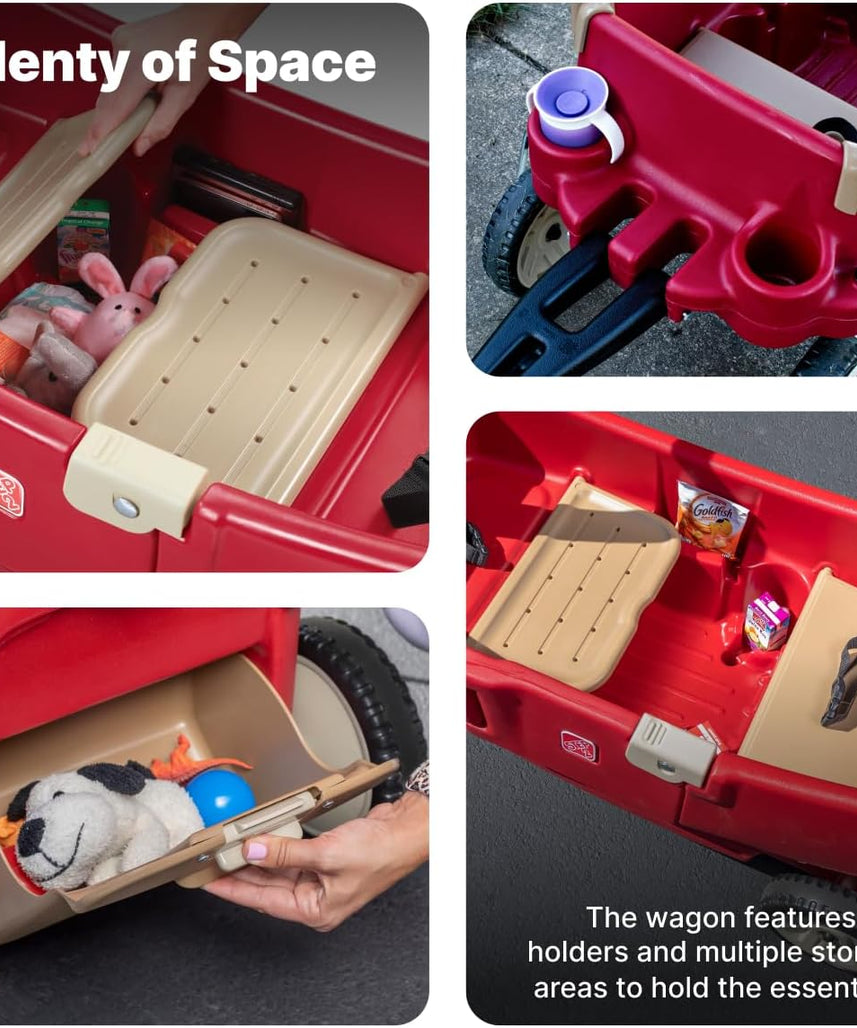 Step2 All Around Canopy Wagon 822700, Red, Kids Ride-On Pull Wagon with Canopy, Toddlers & Preschoolers