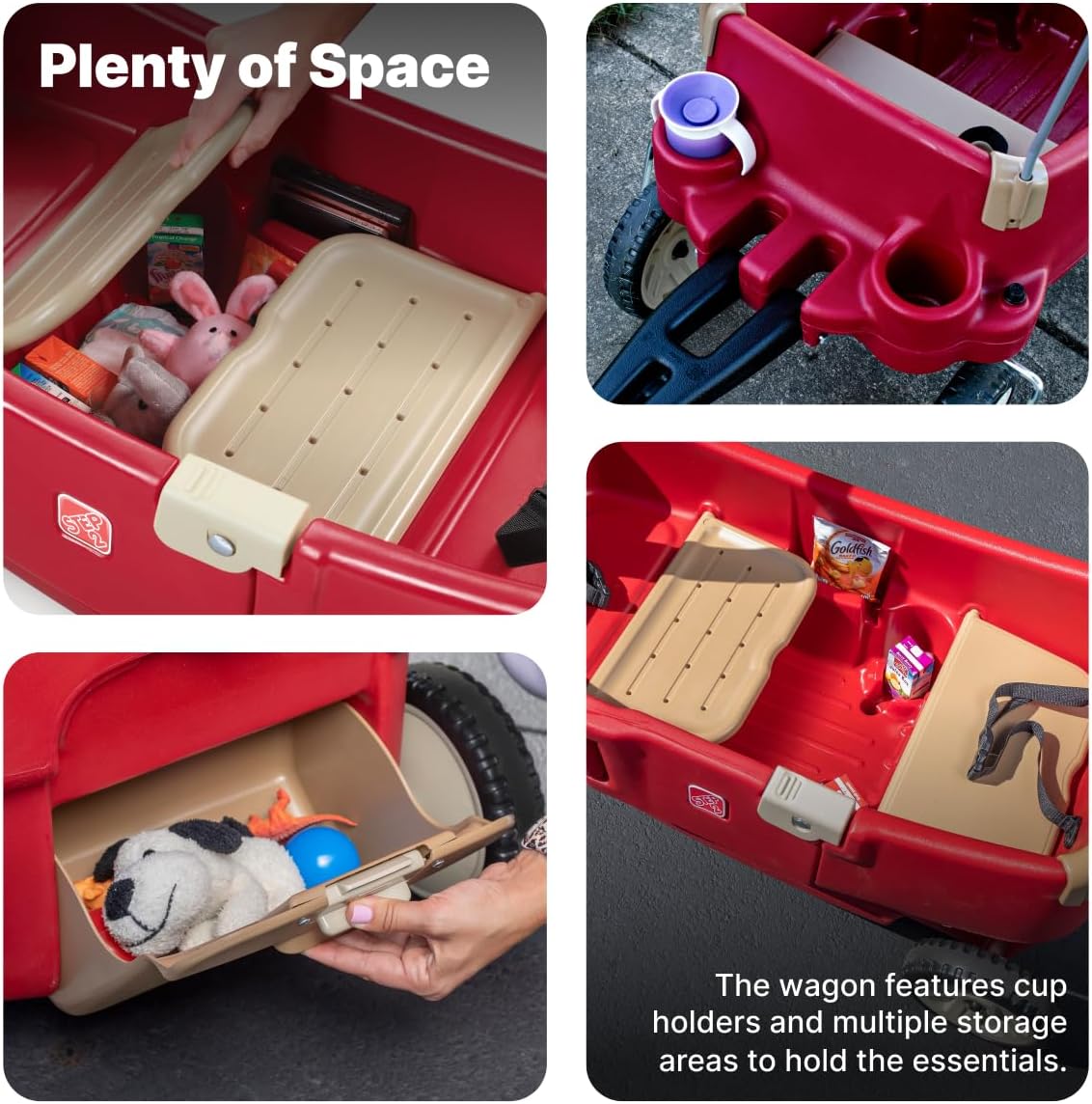 Step2 All Around Canopy Wagon 822700, Red, Kids Ride-On Pull Wagon with Canopy, Toddlers & Preschoolers