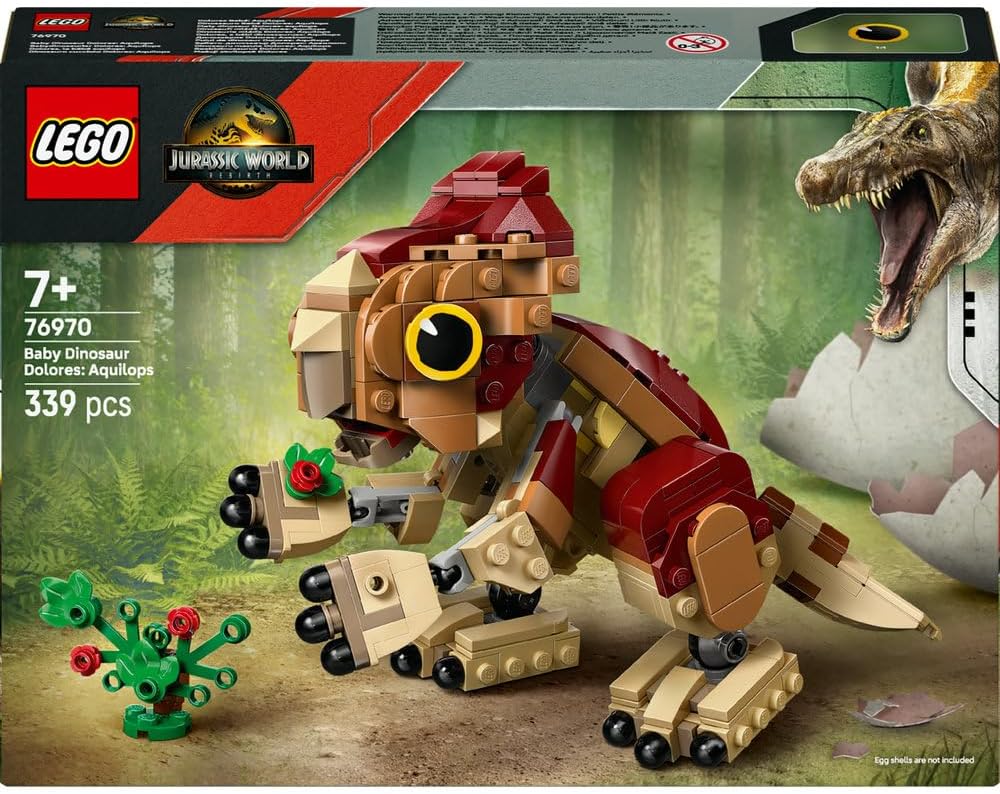 LEGO Jurassic World Baby Dinosaur Dolores Aquilops Play Display Toy Dinosaur Figure incl Plant with Flowers Gift for 7+ Year Old Boys Girls Rebirth Movie Fans 76970