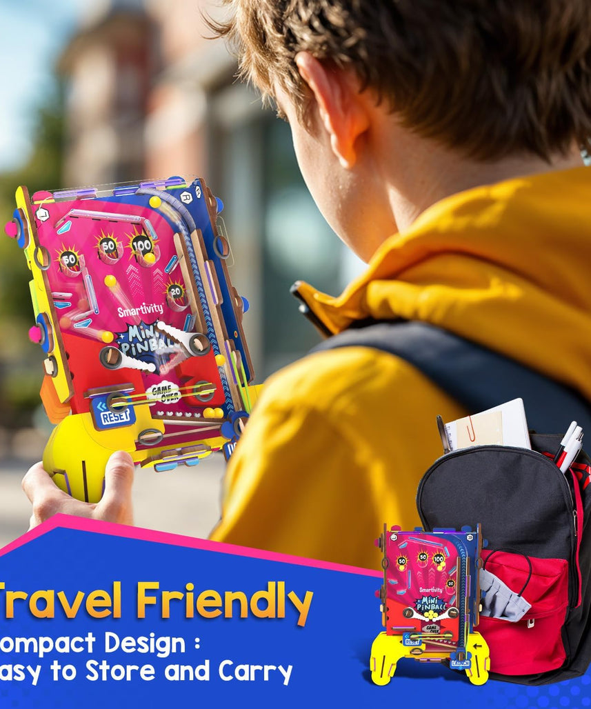 Smartivity DIY Pocket Pinball Handheld Arcade Game Kit for Kids 6+ Years, STEM Building Toy, Screen Free Indoor Game, Birthday Gift for Boys and Girls