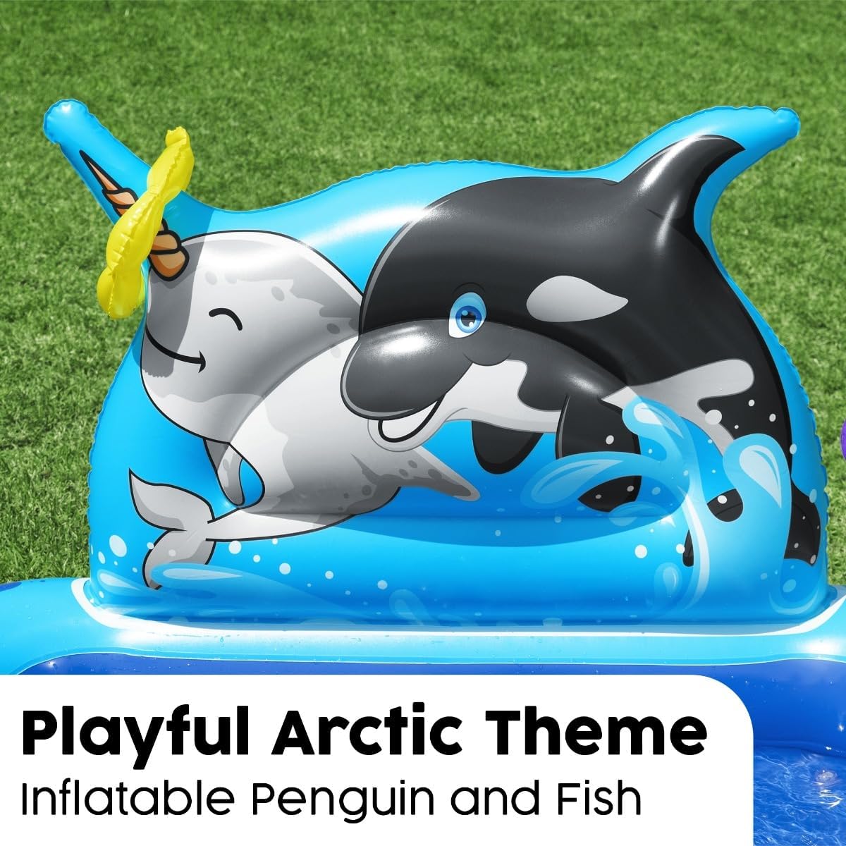 Bestway Playcenter Polar Pals 34X131X73cm, Outdoor & Indoor Relaxation & Play, Playful Arctic Theme, Inflatable Penguin & Foam Fish Toys, Easy-to-use