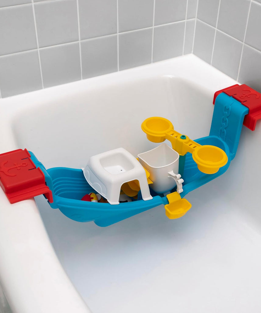 Step2 Nautical Rain Showers Bath Set for Kids, Interactive Bath Boat Water Play Toy with Floating Figures & Rain Shower Spinner, STEM Learning Bath Toy for Toddlers 2+