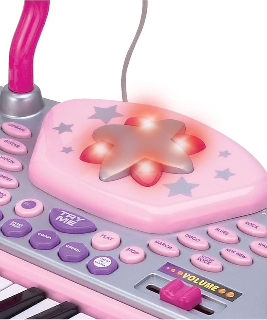 Winfun Keyboard Rock Star Set | 37-Key Kids Musical Toy with Light-Up Keys, Mic, DJ Pad & Stand | 8 Rhythms, 5 Drum Sounds & Tempo Control | Interactive Educational Music Toy for Kids 3+ Years