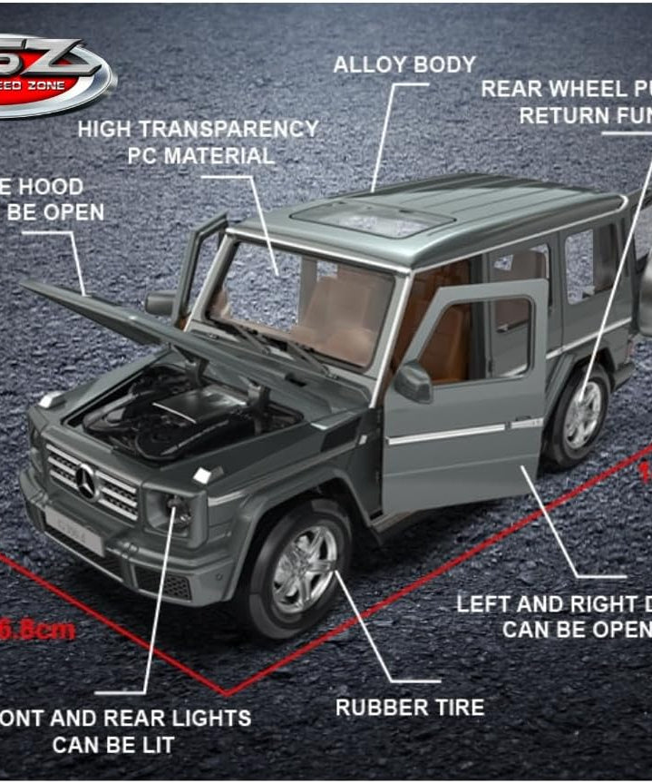 D-Power Mercedes-Benz G350D Die-Cast Model Car – 1:32 Scale, Black, Pull-Back Metal SUV Toy, Ages 3+