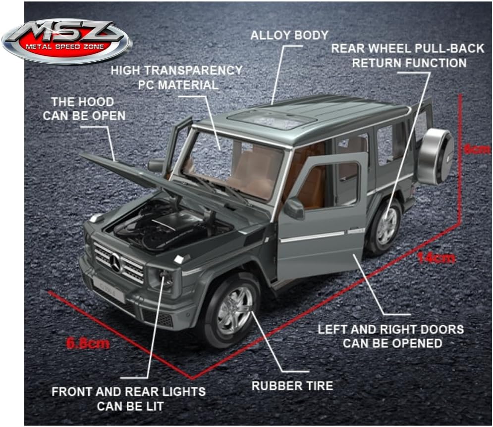 D-Power Mercedes-Benz G350D Die-Cast Model Car – 1:32 Scale, Black, Pull-Back Metal SUV Toy, Ages 3+