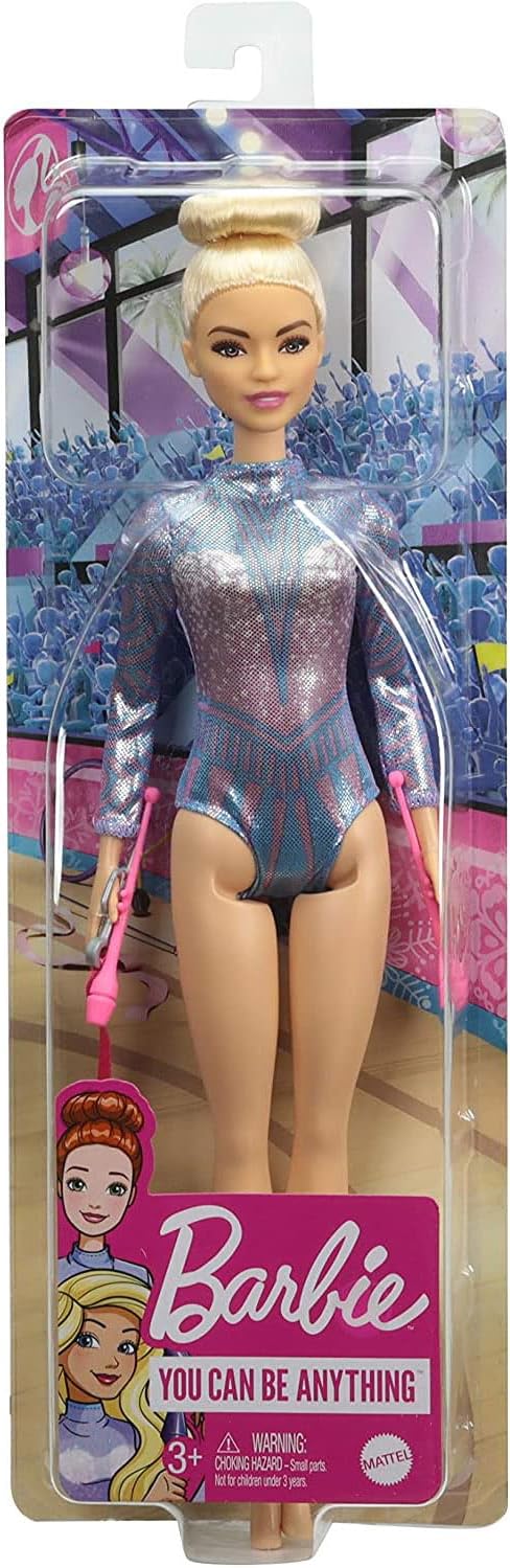 Barbie Rhythmic Gymnast Blonde Doll (12-in/30.40-cm), Leotard & Accessories