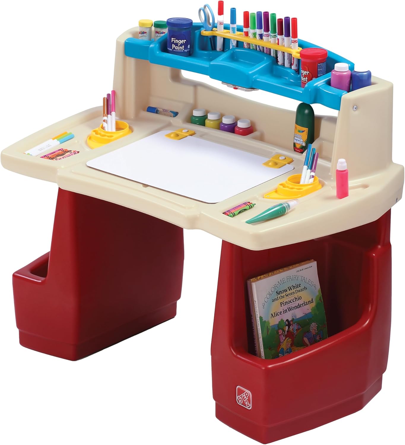 Step2 Deluxe Art Master Desk with Chair for Kids, Large Creative Art Table with Storage Compartments, Dry Erase Drawing Surface, Toddler and Preschool Art Furniture, Multi Colour, 3 Years+