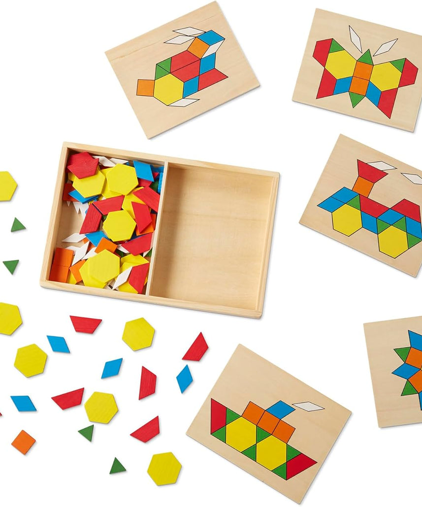 Viga Pattern Board & Block, 120 Piece Geometric Block Puzzle, Montessori Wooden Toy, Develops Sensory, Cognitive & Fine Motor Skills, Non-Toxic & Eco-friendly Kids Educational Toy, 3Y+