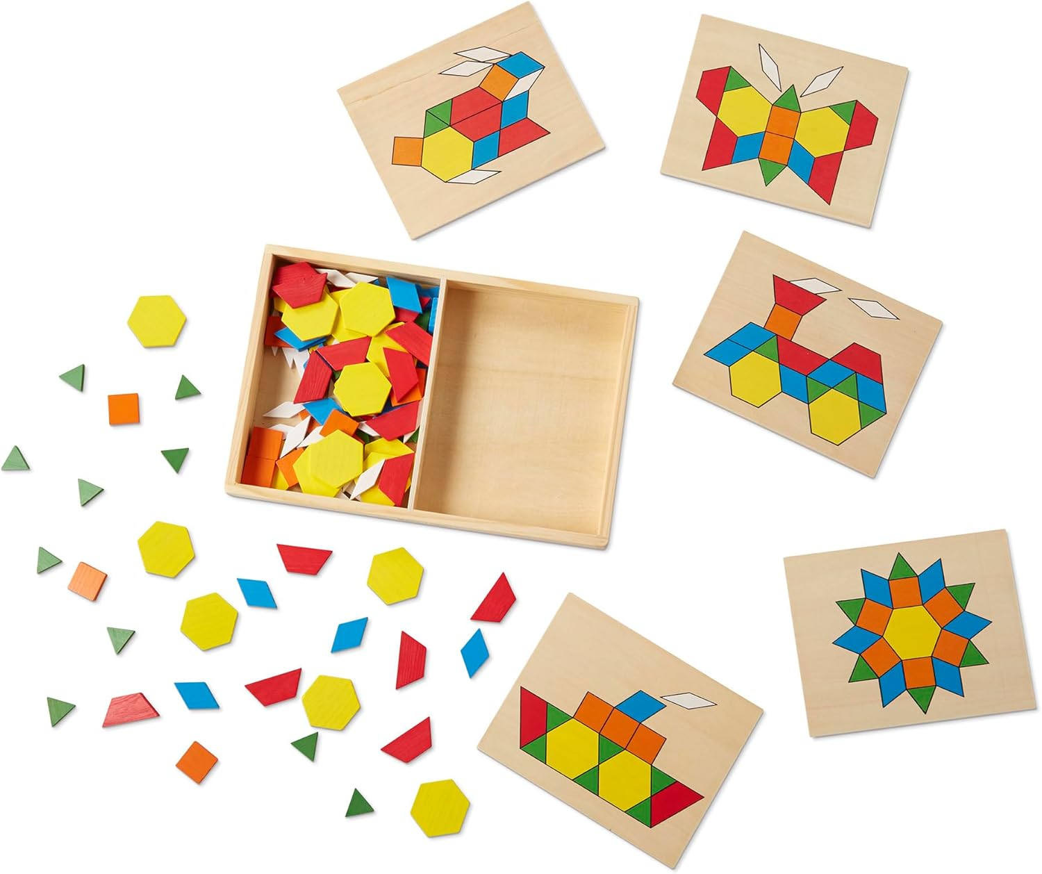 Viga Pattern Board & Block, 120 Piece Geometric Block Puzzle, Montessori Wooden Toy, Develops Sensory, Cognitive & Fine Motor Skills, Non-Toxic & Eco-friendly Kids Educational Toy, 3Y+