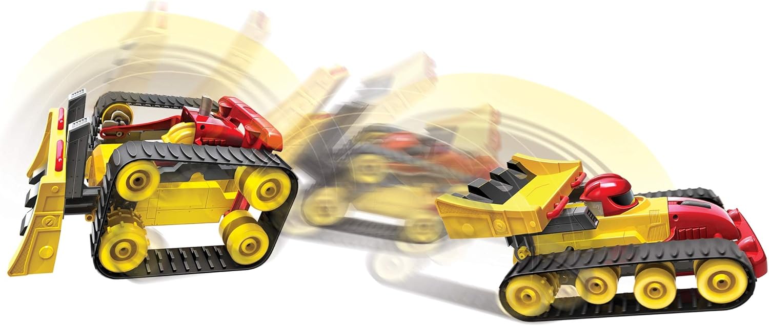 سيارة ليتل تايكس ريسر جرافة ريسر 2 في 1 تعمل بالتحكم عن بعد، جرافة متحولة وسيارة سباق مع وضعي قيادة للأطفال من سن 3 سنوات فما فوق