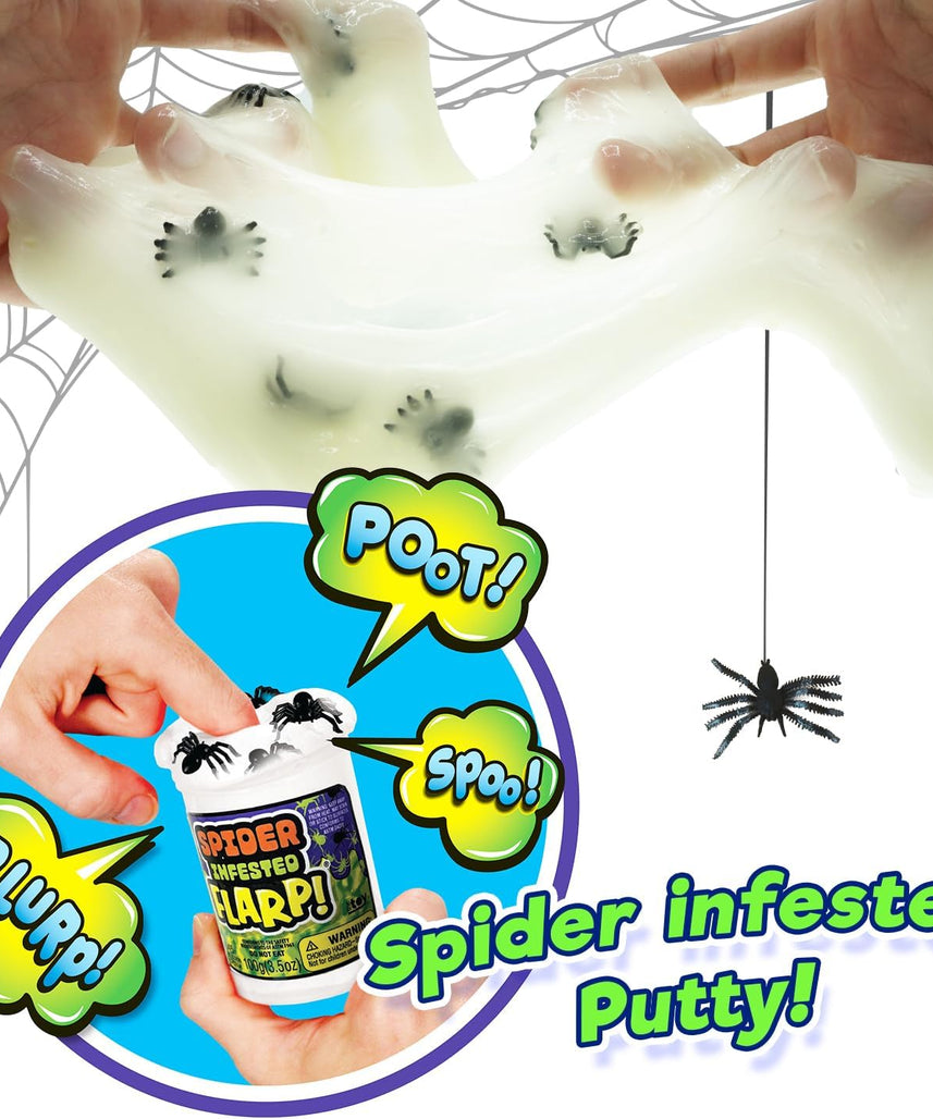JA-RU Spider Infested Flarp Putty, 3-Pack Sensory Squishy Noise Putty with Creepy Spider Designs + Stress Relief Fidget Toy for Kids & Adults, Perfect for ADHD, Autism, Party Favors & Easter (345-3)