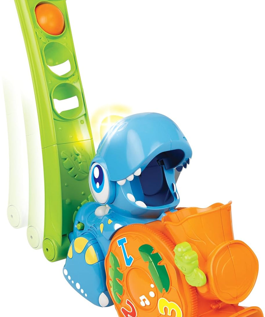 Winfun Popping Fun Dino Interactive Toy, Push-Along Dinosaur with Popping Balls, Flashing Lights, Sounds & Easy-Grip Handle, Encourages Motor Skills, Hand-Eye Coordination & Sensory Play, For Toddlers 12+ Months