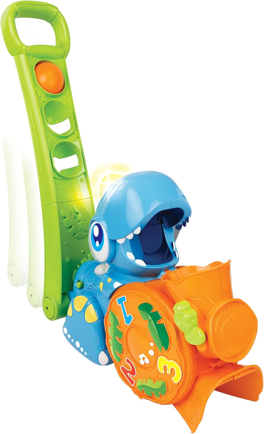 Winfun Popping Fun Dino Interactive Toy, Push-Along Dinosaur with Popping Balls, Flashing Lights, Sounds & Easy-Grip Handle, Encourages Motor Skills, Hand-Eye Coordination & Sensory Play, For Toddlers 12+ Months