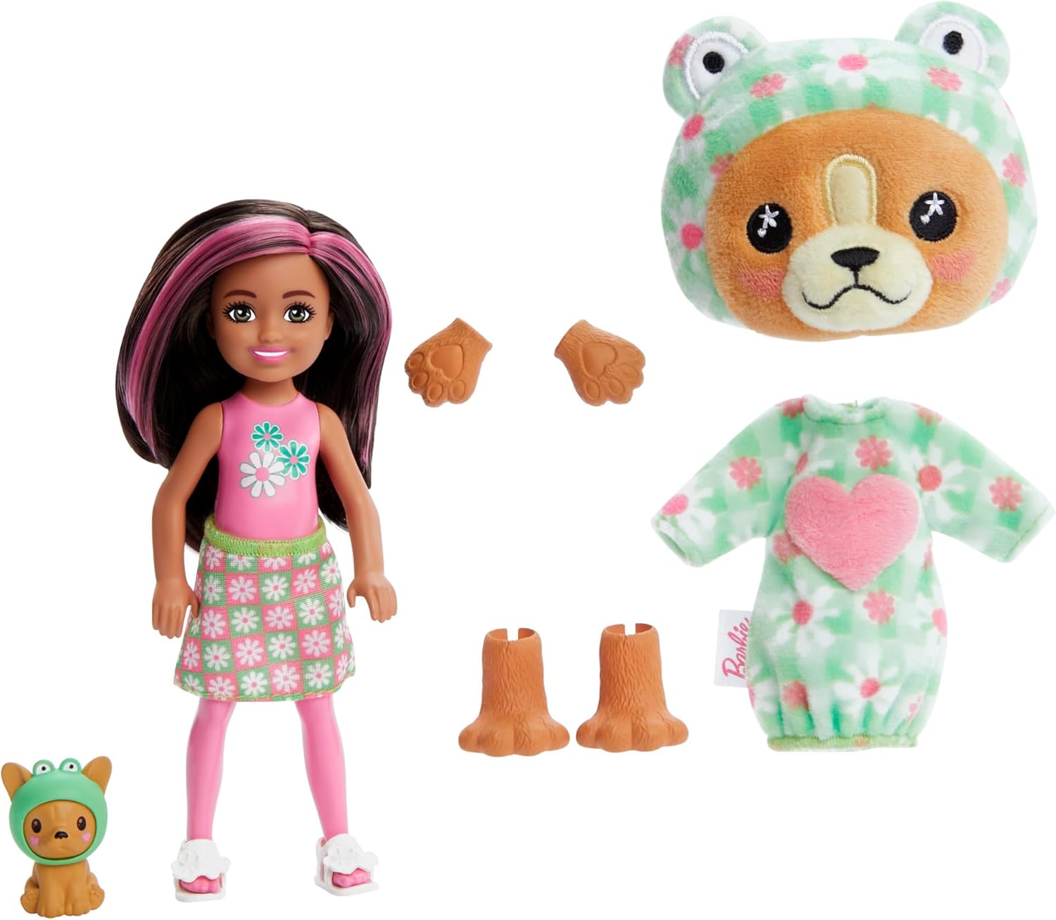 Barbie Cutie Reveal Costume-Themed Chelsea Doll & Accessories, Puppy in Frog, 6 Surprises, Ages 3+