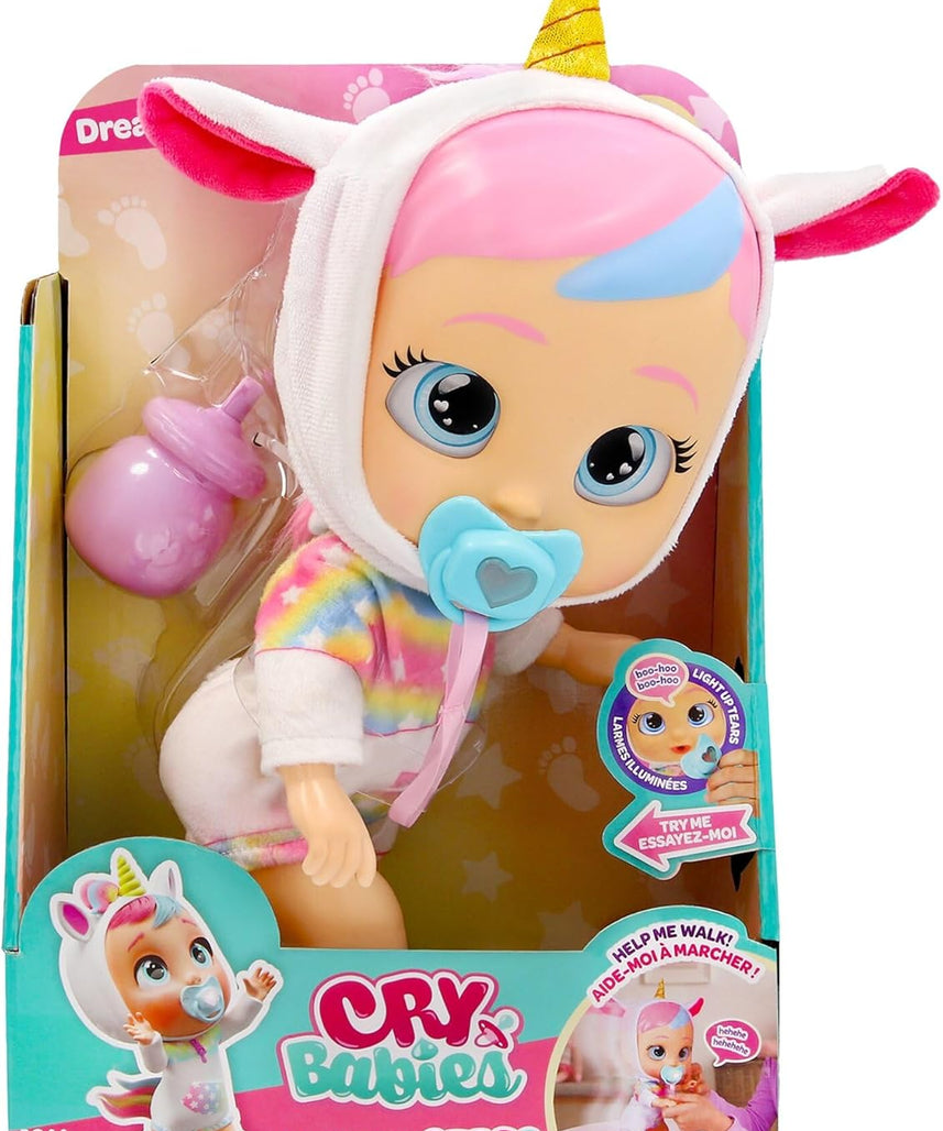 Cry Babies My First Steps - Dreamy, Doll with 10 Sounds & Reactions, With Light up Tears, Comes with Accessories, 1 Years+