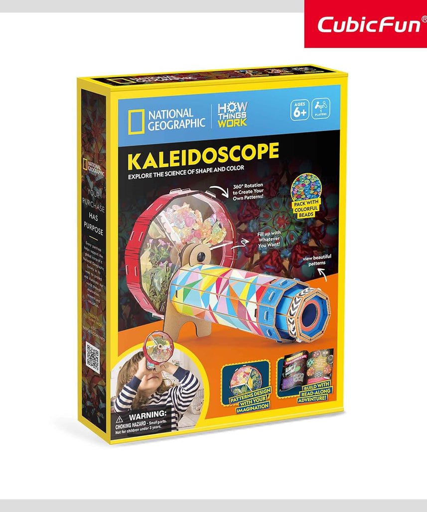National Geographic 3D Kaleidoscope Puzzle 19-Piece STEM Educational Toy by Cubic Fun with Read-Along Adventure for Kids Ages 6 and Up