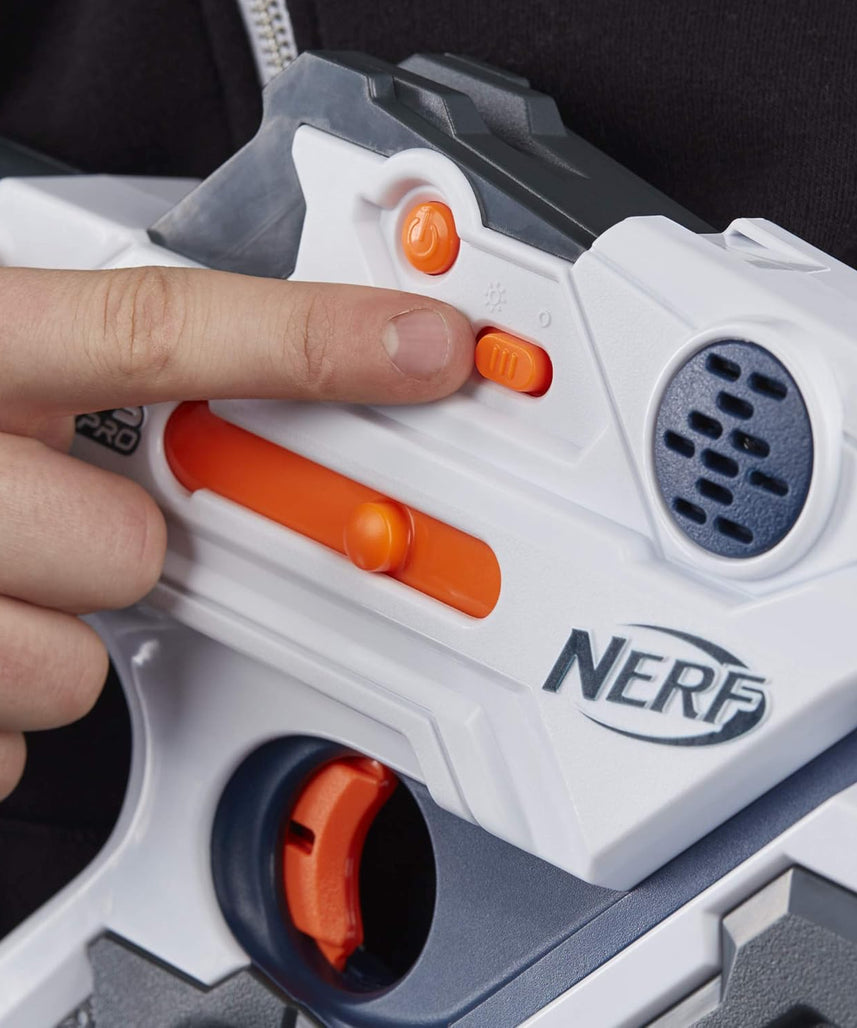 Nerf Laser Ops Burst Fire Combat Blaster with Light and Sound Effects, Multi-Shot IR Burst, LCD Display, App Compatible, Includes Armband and Solo Attachment, Ages 8+