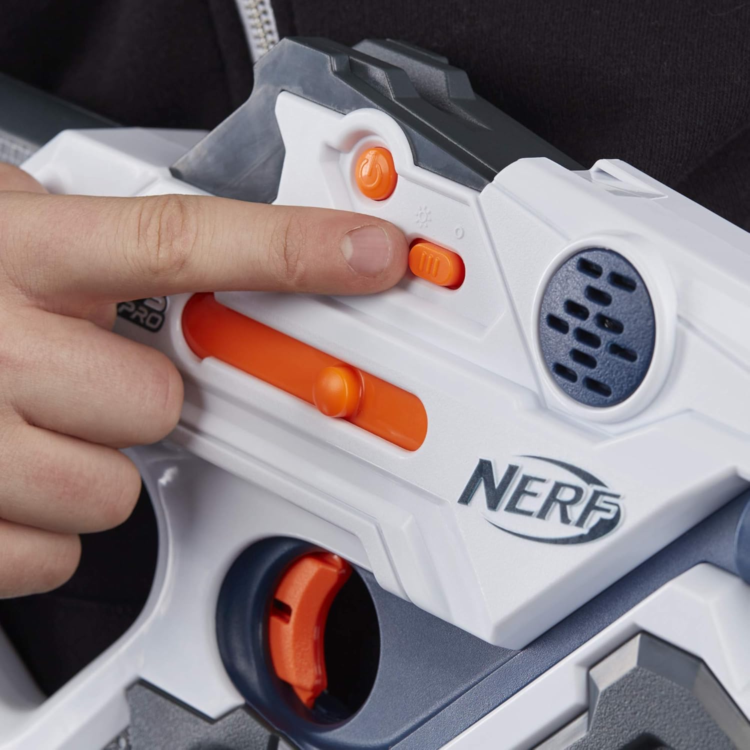 Nerf Laser Ops Burst Fire Combat Blaster with Light and Sound Effects, Multi-Shot IR Burst, LCD Display, App Compatible, Includes Armband and Solo Attachment, Ages 8+