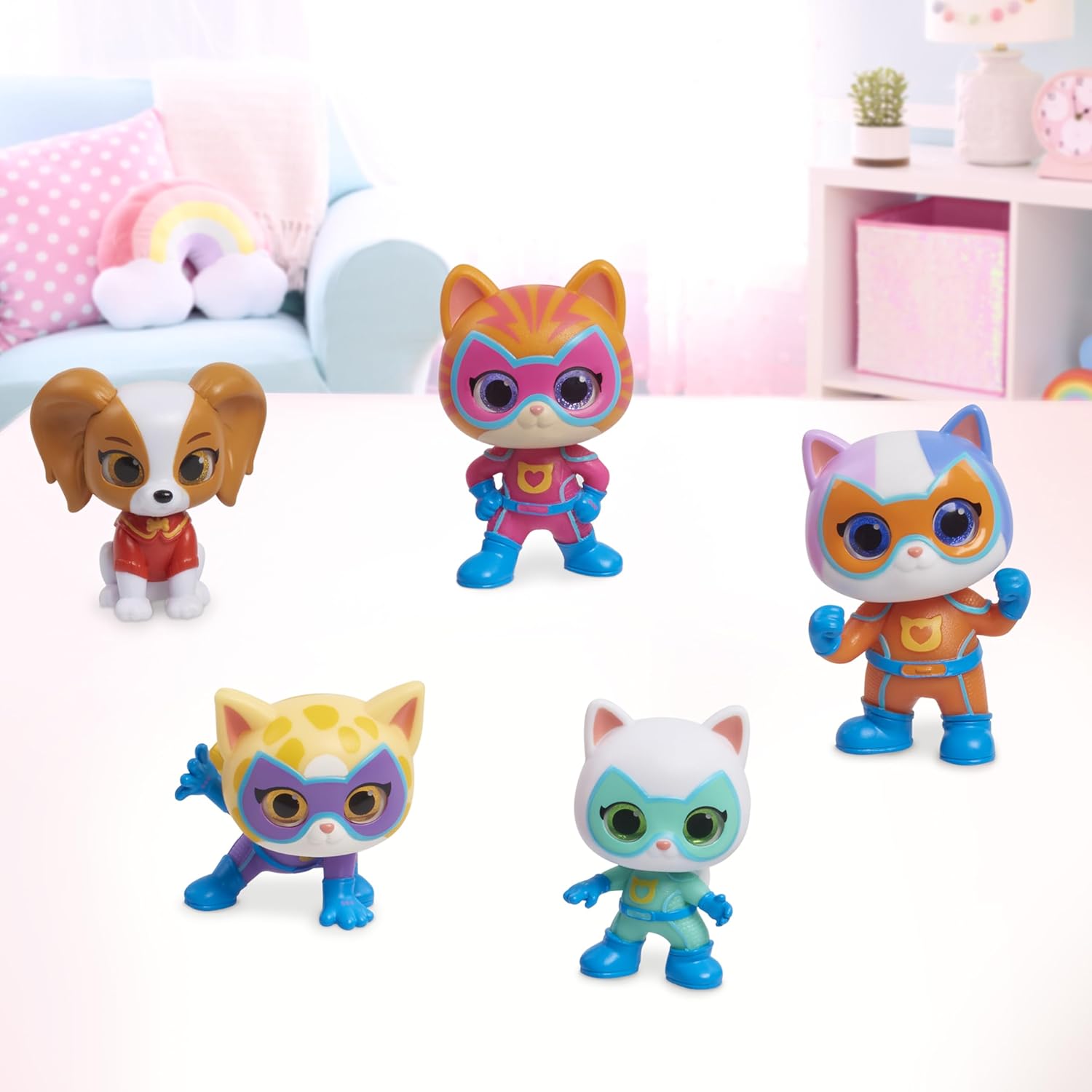 Disney Junior SuperKitties Hero Squad 5-Piece Figure Set by Just Play, Kids Toys for Ages 3+