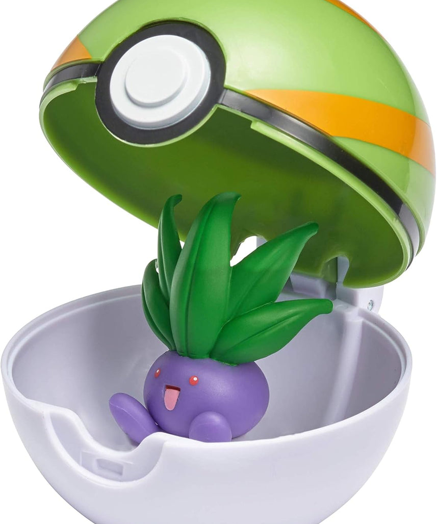 Pokémon Clip ’N’ Go Oddish Figure with Nest Ball, 2-Inch Action Figure Set, Portable Poké Ball Toy, Official Jazwares Collectible, Kids Toy, Ages 3+