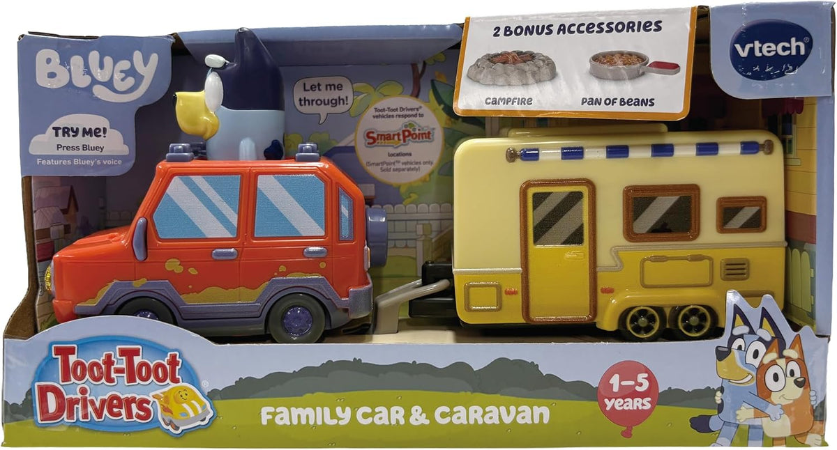 VTech Toot-Toot Drivers Bluey: Bluey Family Car & Caravan, English
