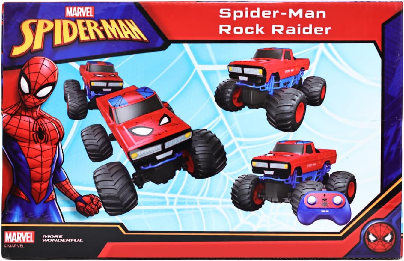 Marvel Spider-Man Rock Raider Remote Control Car, Official 2.4 GHz Full Function R/C Vehicle, Rugged Rock Crawler Toy for Kids Ages 3+