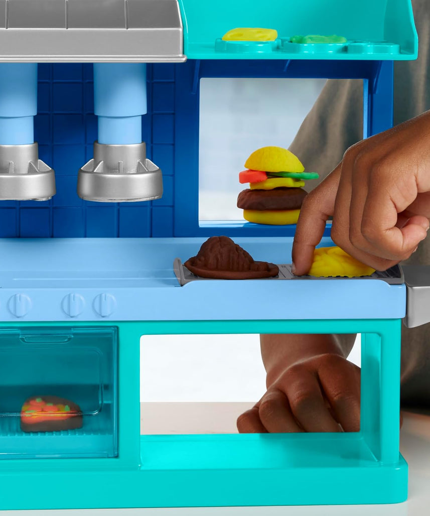 Play-Doh Kitchen Creations, Busy Chef's Restaurant Playset, 2-Sided Kitchen, Pretend Food Toys, Art & Craft, 5 Play-Doh Colors, Kids 3+