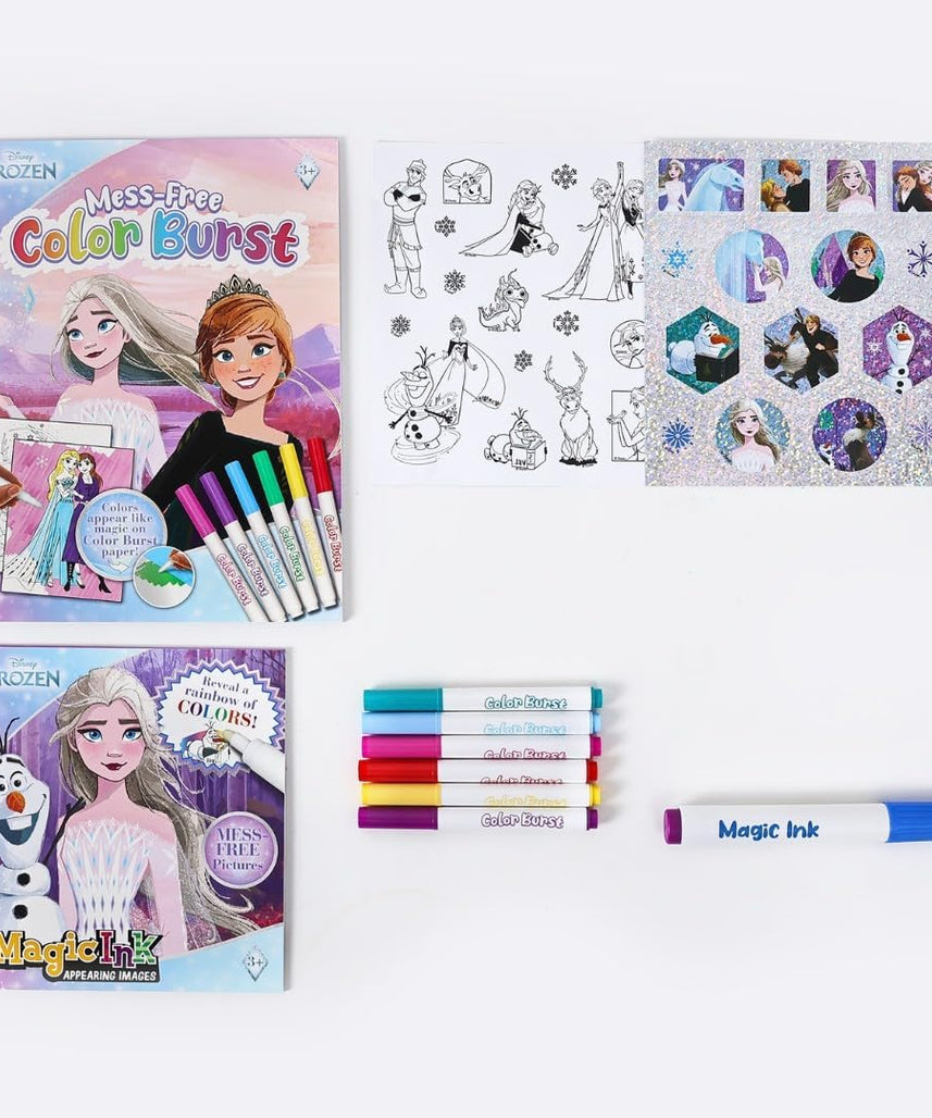 Disney Frozen Mess-Free Magic Ink Activity Kit - Color Burst Markers, Magic Ink Pad & Stickers - Creative Arts and Crafts Set for Kids, Girls & Boys
