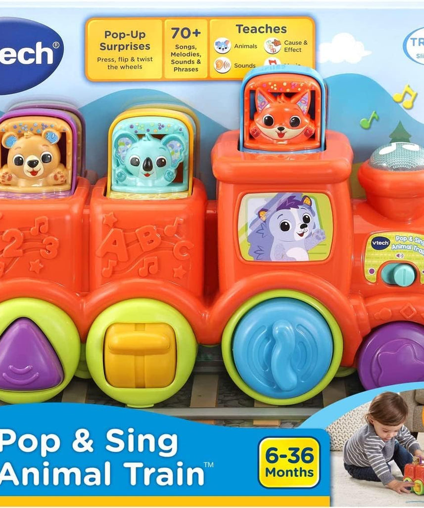 VTech - Pop and Sing Animal Train | Interactive & Developmental Toy with Sounds and Music | For Boys & Girls, Suitable for Ages 3 Months+