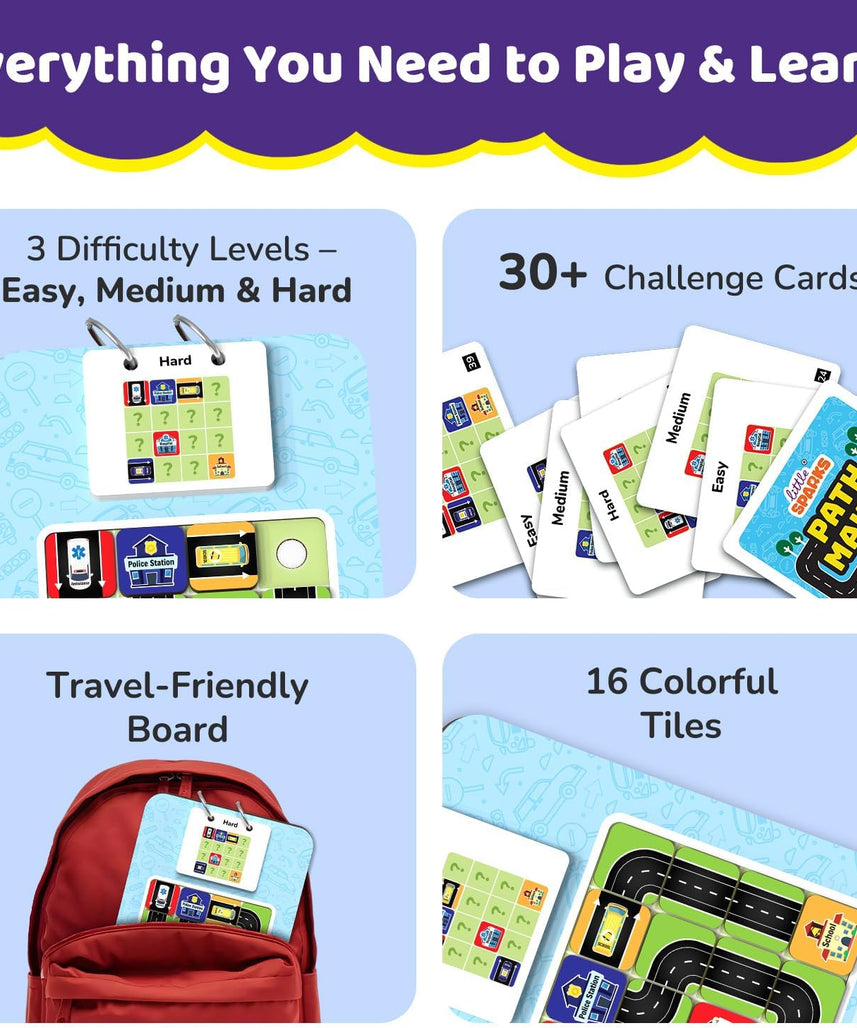 Smartivity Path Maker Brain Puzzle for Kids 4-8 Years Old I Guide Vehicles to Their Destination - 30+ Challenges I Logic & Problem-Solving Puzzle Game for Boys & Girls 4,5,6,7,8 Years