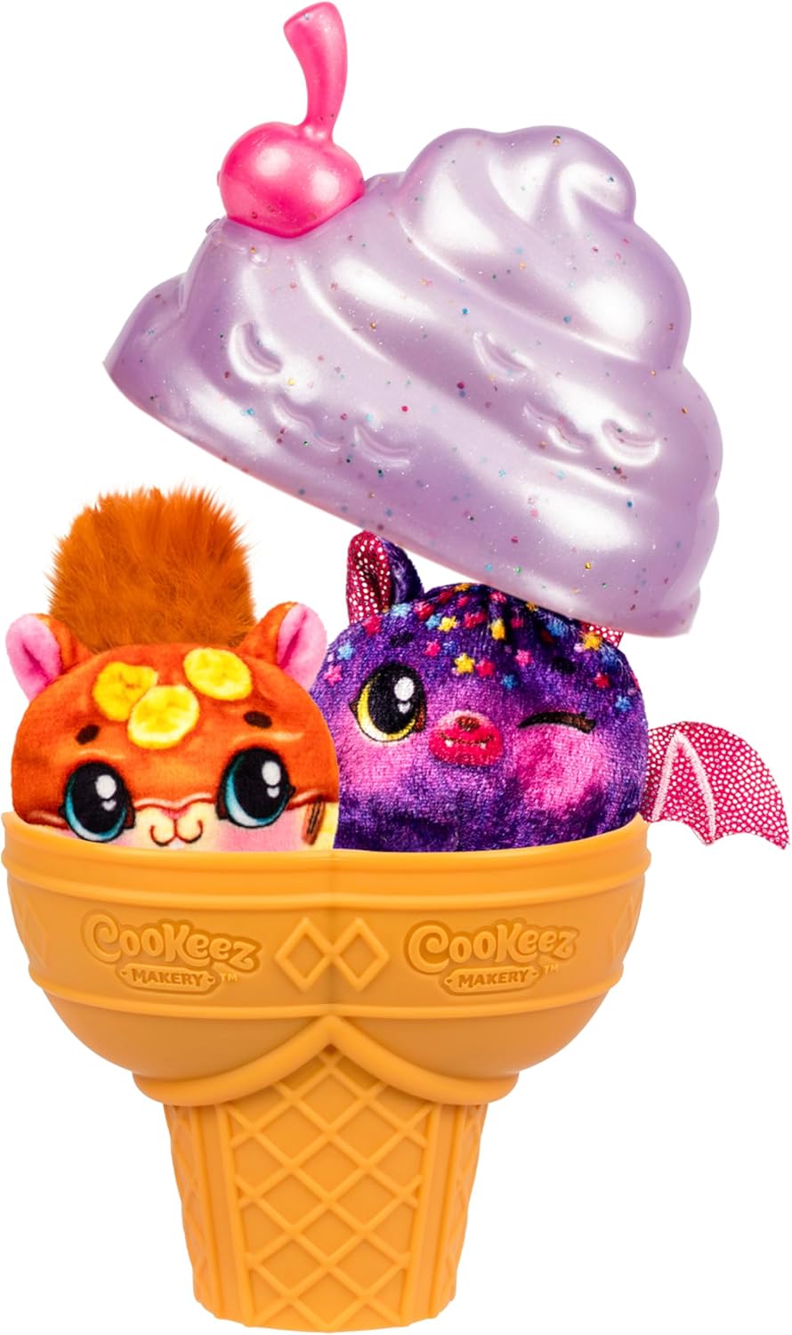 Cookeez Makery Yum Yumz Series 2 Twin Pack, Scented Surprise Plush Pets, Ice Cream Cone Reveal Toy, Collectible Plush Figures, Creative Unboxing Playset, 5 Years+