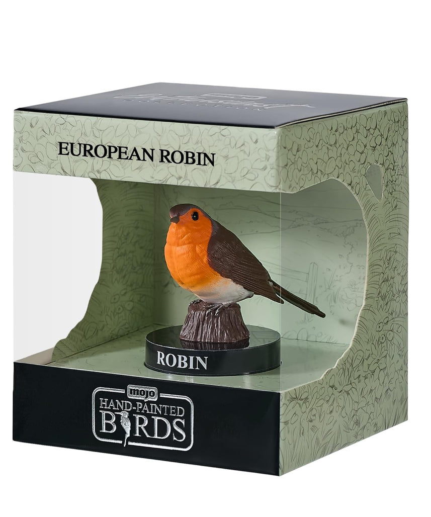MOJO Bird Enthusiast Collection Series 1 European Robin Figurine for Kids and Collectors Hand-Painted Realistic Wildlife Model Educational Toy with QR Code for Fun Facts Ages 3 and Up