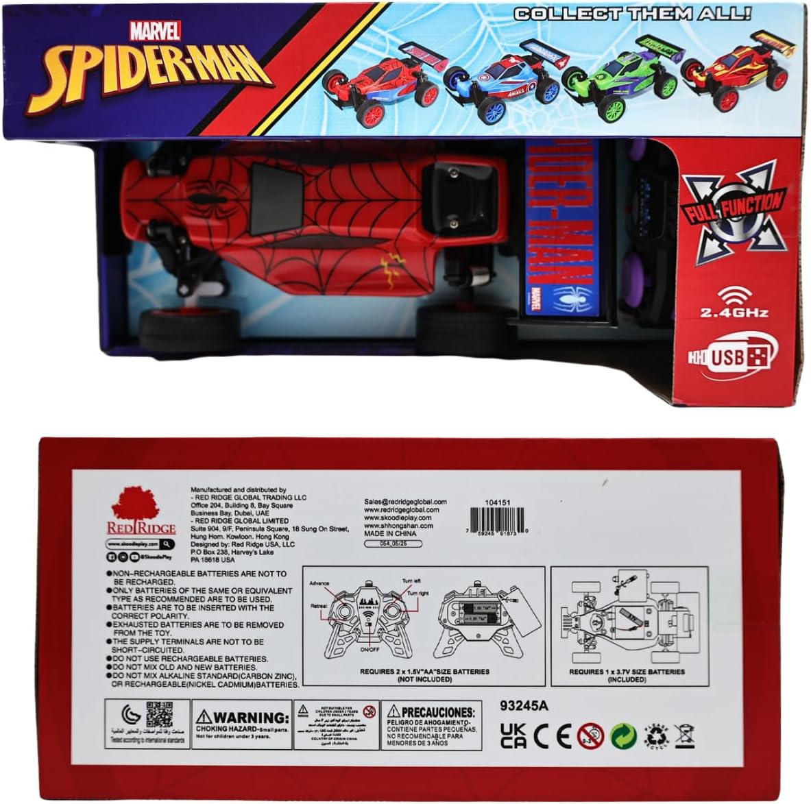 Marvel Spider-Man Inferno GT Blazer RC Car - 2.4 GHz Full Function Remote Control Vehicle with Working Lights - Official Marvel Avengers Toy for Kids - Ages 6+