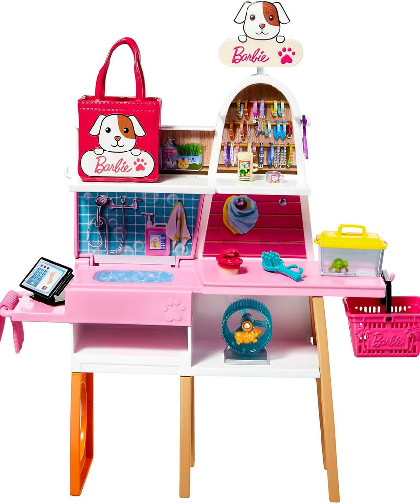 Barbie Doll and Pet Boutique Playset with 4 Pets and Accessories, for 3 to 7 Year Olds