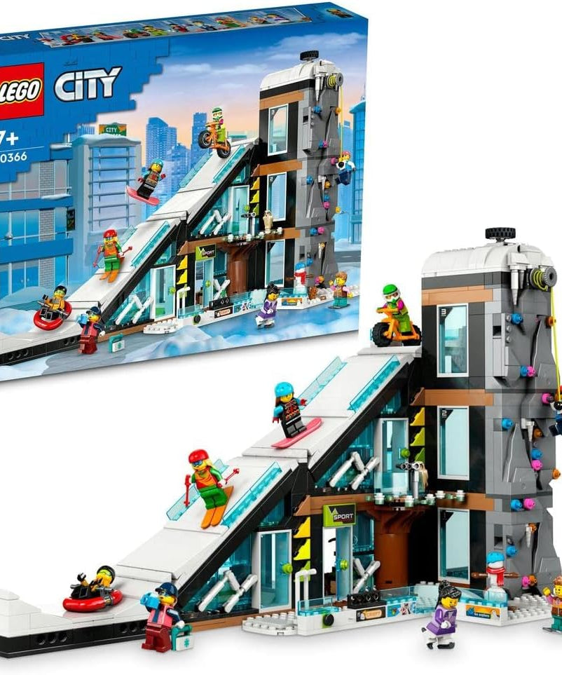 LEGO City Ski and Climbing Centre 60366 Building Set with Ski Lift, Winter Sports Shop, Café, Minifigures for Kids Ages 7+