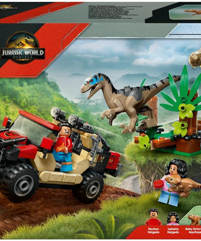 LEGO Jurassic World Raptor Off-Road Escape Dinosaur Toy incl 2 Dino Figures Off-Road Car Toy 2 Minifigures Gift for 6+ Year Old Boys Girls Rebirth Movie Fans 76972