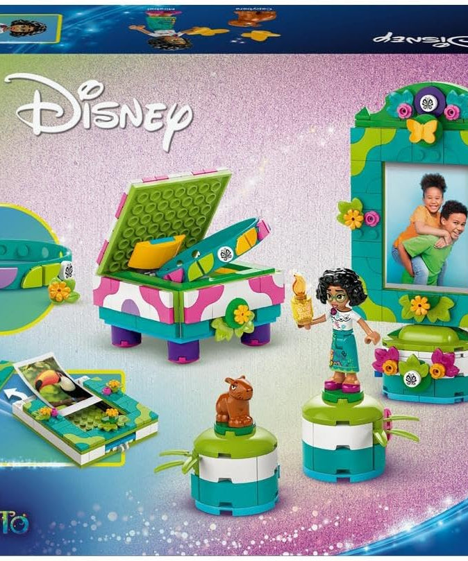 LEGO ǀ Disney Encanto Mirabel’s Photo Frame and Jewellery Box, Buildable Toy for Kids with Wearable Bracelet and Mirabel Madrigal Character Minidoll Figure, Ramadan Gift for Girls and Boys 43239