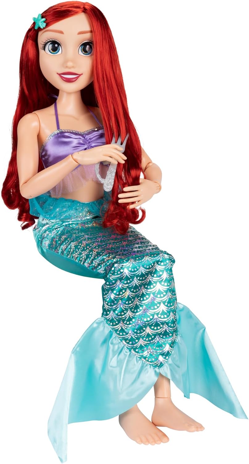 Disney Princess Playdate Ariel Doll 32 Inch, Large Ariel Doll with Accessories, The Little Mermaid Big Size Princess Figure, Poseable Doll for Imaginative Role Play, Kids Toys 3 Years+