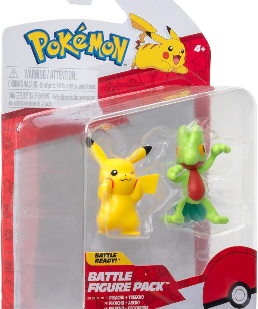Pokemon Pikachu & Treecko Figures, Detailed Official Figures, Battle Ready, Action Figurines, Collectibles, Display Toys for Boys, Battle Figure