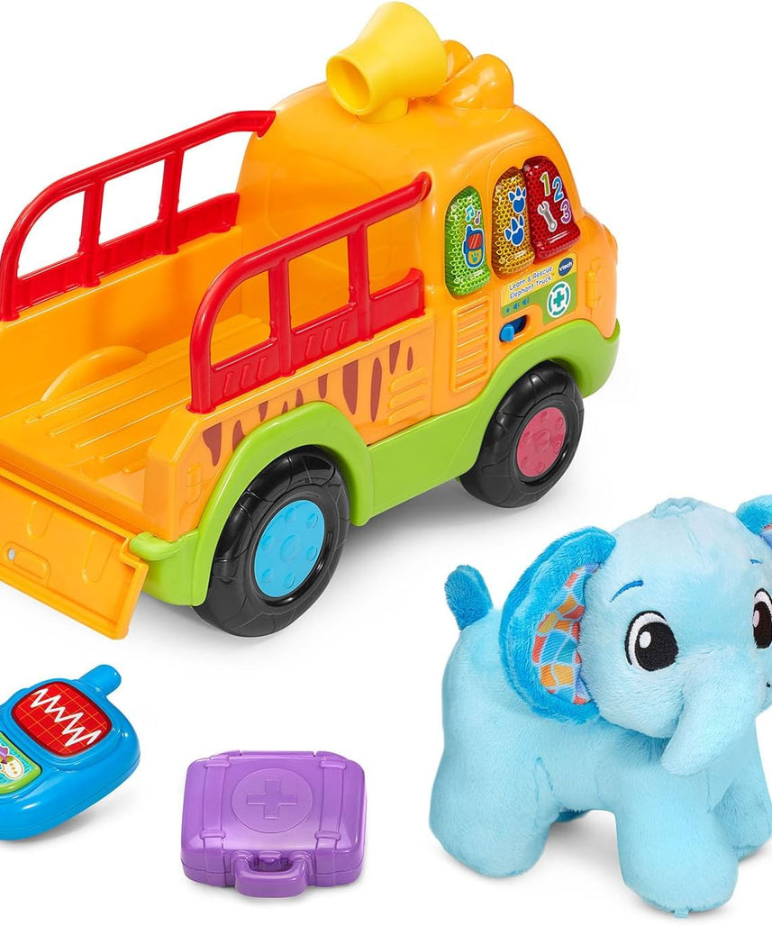 VTech Learn and Rescue Elephant Truck Pull Toy with Plush Elephant