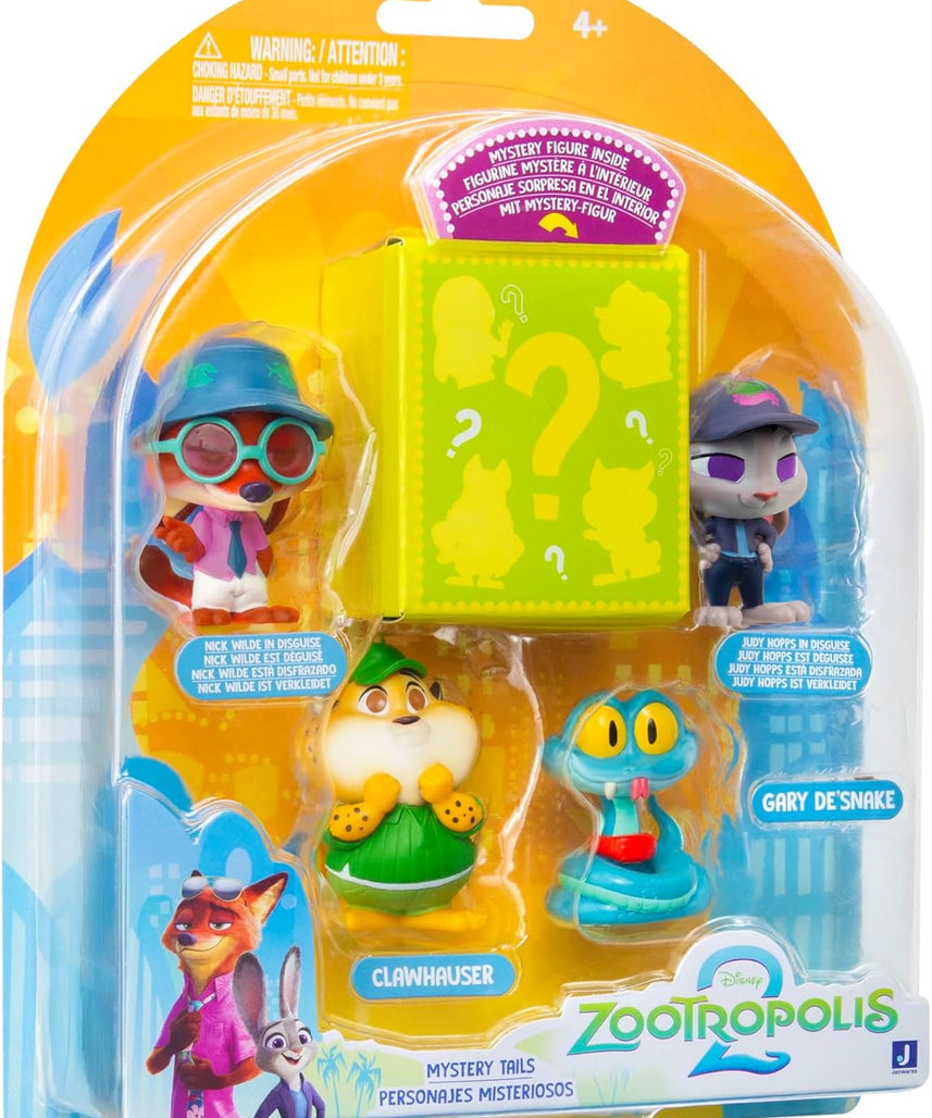 Disney Zootropolis 2 Figure 5-Pack with Mystery Figure, Zootopia 2 Movie, Collectibles, Mystery Tails Figurines, Gift, Kids Toys, 4 Years+