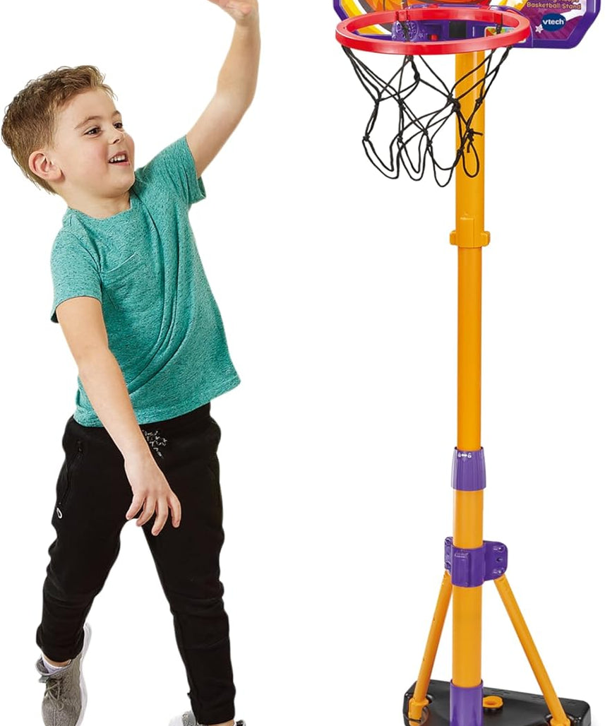 VTech Counting Hoops Basketball Stand – Adjustable Interactive Hoop with LED Screen & 3 Games, Toddler Toy for Ages 3+