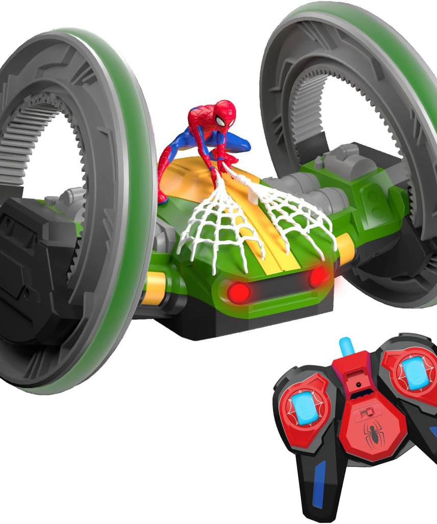 Marvel Spider-Man RC Stunt Car - Rock N' Roll Gravity Stormer - 360° Rotating Body & Wheels - 2.4 GHz High Speed Remote Control Toy for Kids & Toddlers - Ages 3+