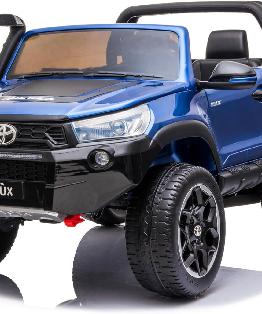 Lovely Baby LB 850DX Toyota Hilux Ride-On Car for Kids, 1-7 Years, Electric 4x4 Off-Road Vehicle, Remote Control, LED Lights, MP4 Music, Openable Doors – Red or Blue