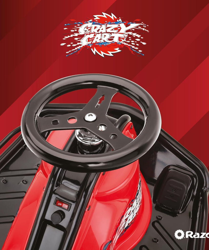 عربة ريزور كريزي كارت جونيور 2.0 - سيارة كارت كهربائية للانجراف للأطفال من سن 9 سنوات فما فوق، سرعات تصل إلى 19 كم/ساعة، مع مقود انجراف، مدة ركوب 40 دقيقة، آلة انجراف مثالية